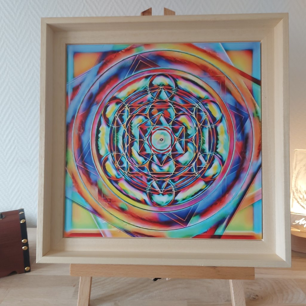 Tableau œuvre artistique 30x30 avec encadrement bois Réf.0003
