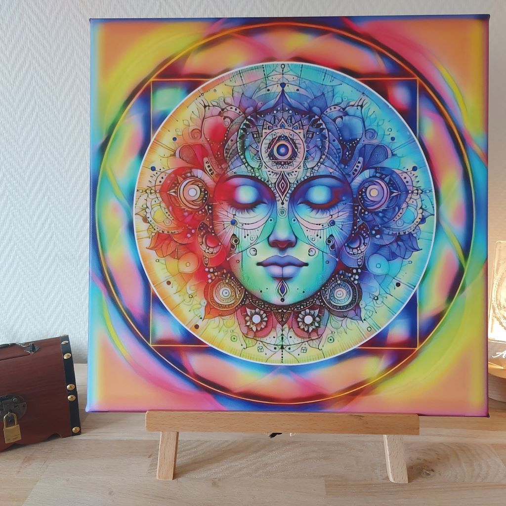 Tableau œuvre art sur toile 40x40 - Quadrature du cercle - Réf.0005