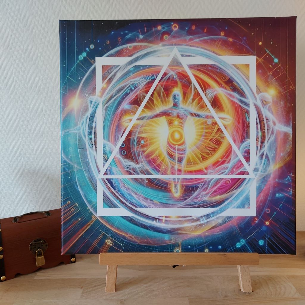 Tableau œuvre art sur toile 40x40 - Quadrature du cercle - Réf.0003